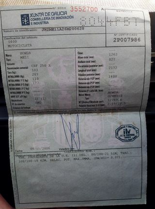 Chasis CRF 250X 2004-2006 con Subchasis