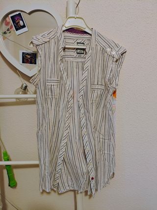 Camisa Bershka Rayas Azul y Blanco Talla S