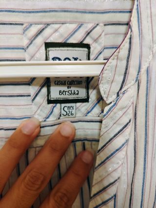 Camisa Bershka Rayas Azul y Blanco Talla S