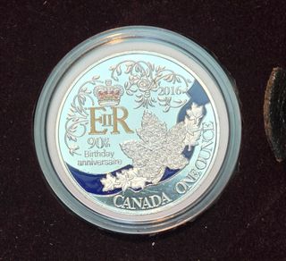Moneda Canadá 90 Aniversario Reina Isabel II