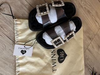 Ciabatte Twinset nere con strass