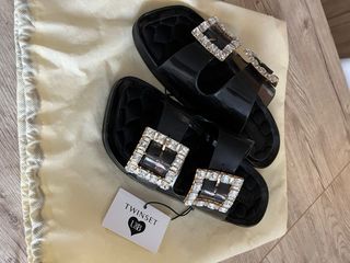 Ciabatte Twinset nere con strass