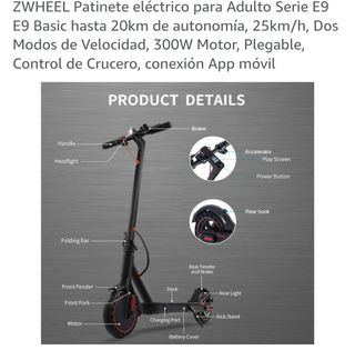 Patinete Eléctrico Negro Marca ZWHEEL Adulto