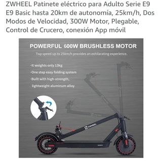 Patinete Eléctrico Negro Marca ZWHEEL Adulto