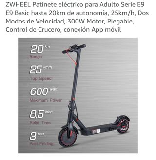 Patinete Eléctrico Negro Marca ZWHEEL Adulto