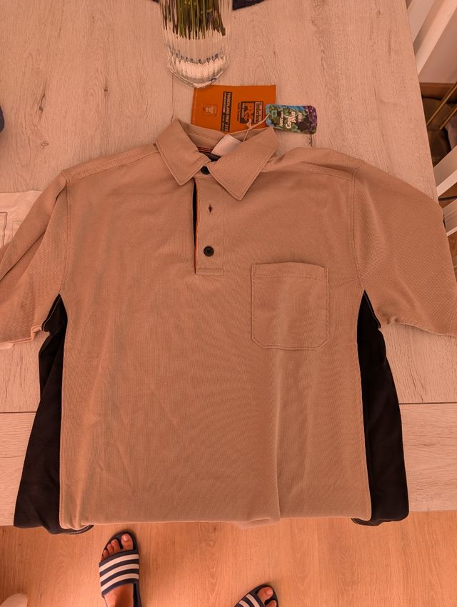 Polo Timberland Pro 313 Beige/Negro Manga Corta