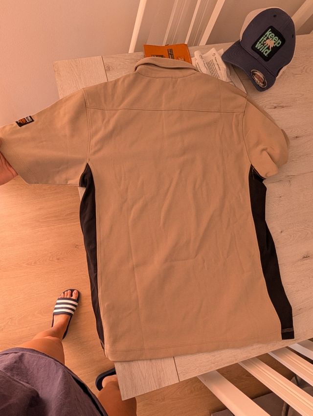 Polo Timberland Pro 313 Beige/Negro Manga Corta