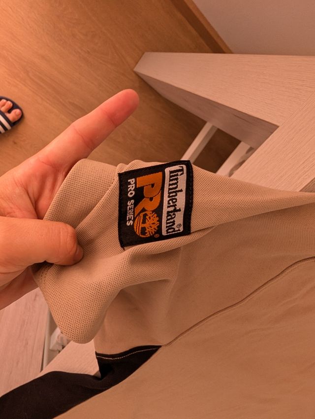 Polo Timberland Pro 313 Beige/Negro Manga Corta