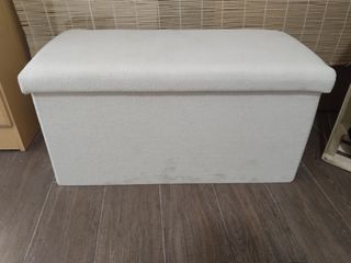 Banco baúl de tela blanco