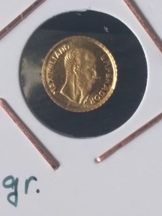 Moneda Oro Emperador Maximiliano México 1865