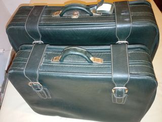 Maletas Vintage Cuero Verde Oscuro