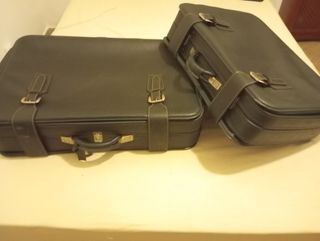 Maletas Vintage Cuero Verde Oscuro