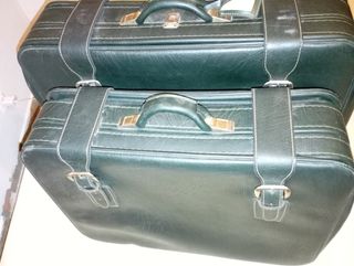 Maletas Vintage Cuero Verde Oscuro