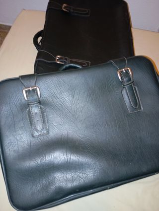 Maletas Vintage Cuero Verde Oscuro