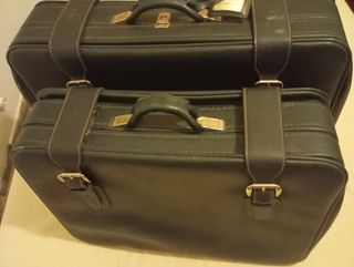 Maletas Vintage Cuero Verde Oscuro