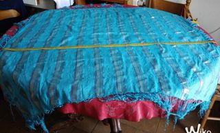 Pashmina Azzurra Maxi con Righe e Frange