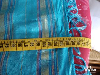 Pashmina Azzurra Maxi con Righe e Frange