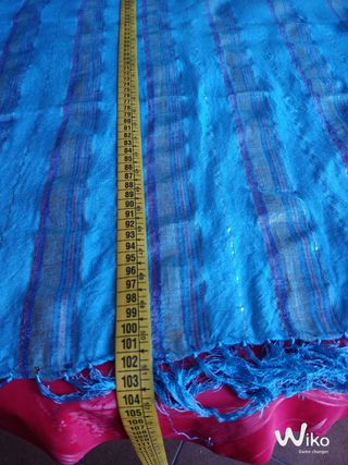 Pashmina Azzurra Maxi con Righe e Frange