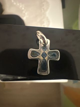 Colgante Cruz Plata Azul