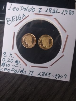 Monedas de oro Belga  Leopoldo I y II antiguas