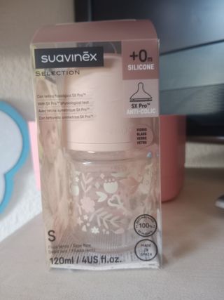 Biberón Suavinex floral rosa