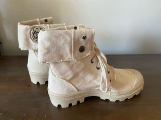 Stivaletti 37 Tela Grezza Beige Made in Italy