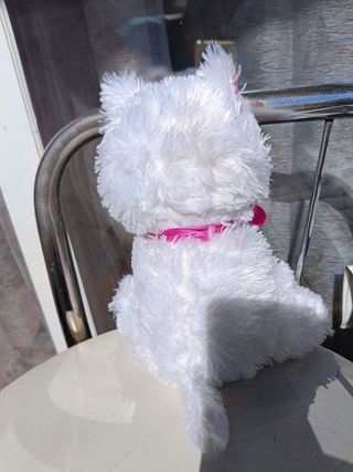 Peluche gato blanco con lazo rosa