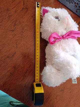 Peluche gato blanco con lazo rosa
