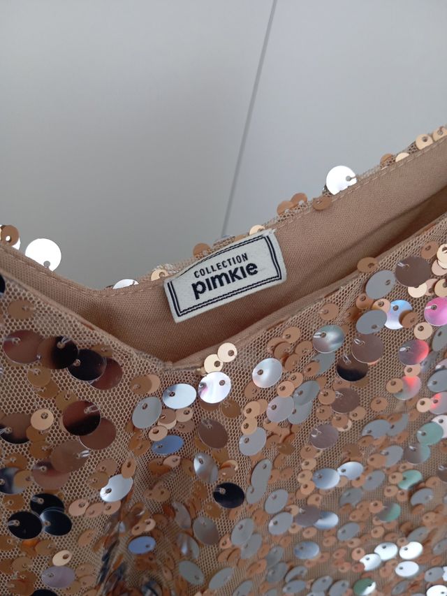 Camiseta lentejuelas doradas y plateadas