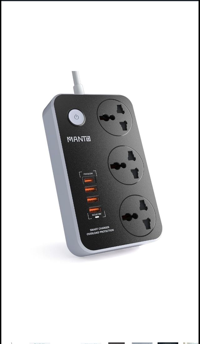 Regleta 3 Tomas Universales + 4 USB Carga Rápida