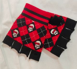 Guantes sin dedos lana calaveras