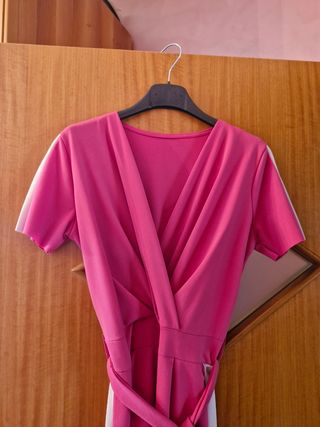 Tuta pantaloni rosa con bande bianche