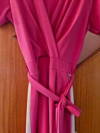 Tuta pantaloni rosa con bande bianche