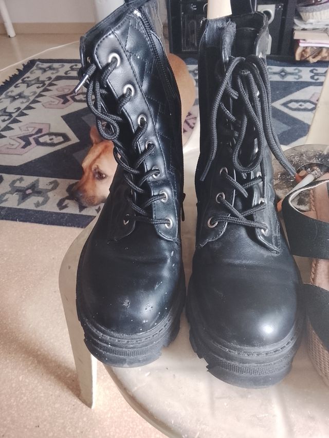 Botas de piel mujer negras