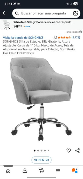 Silla de escritorio Songmics