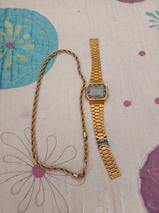 Cadena de oro y reloj Casio
