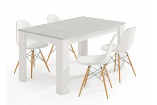 Mesa comedor extensible blanco y gris