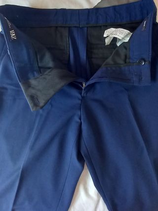 Pantalón  Zara de vestir hombre azul T.36