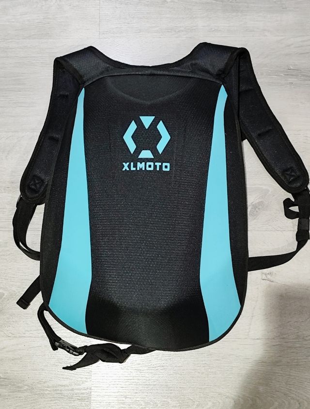 Mochila Motera XL MOTO Negra y Azul Turquesa