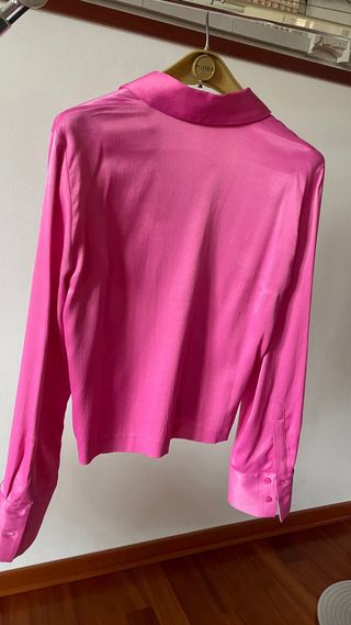 Camicia Zara rosa satinata