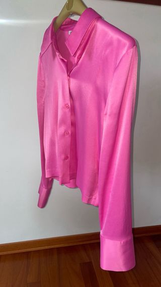 Camicia Zara rosa satinata
