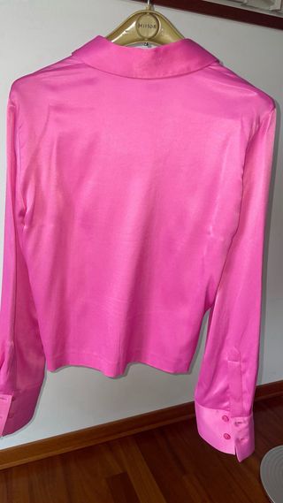 Camicia Zara rosa satinata
