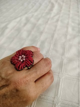 Anillo Furla Ajustable Flor Roja