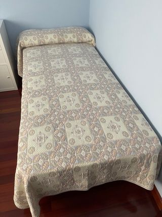 Colcha Cama Individual Beige/Rosa
