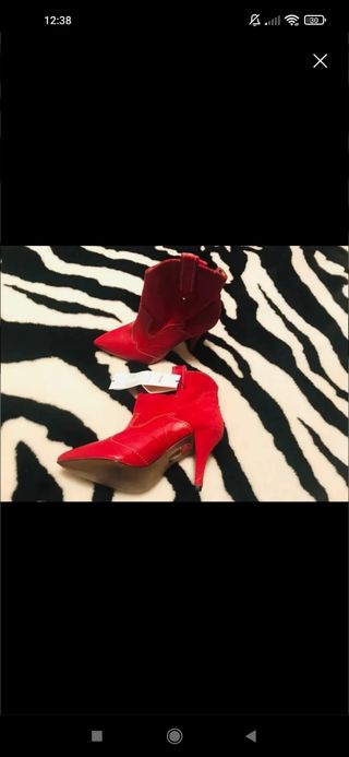 Botines rojos Mango tacón nuevos a estrenar