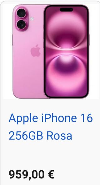 iPhone 16 256GB Rosa Nuevo