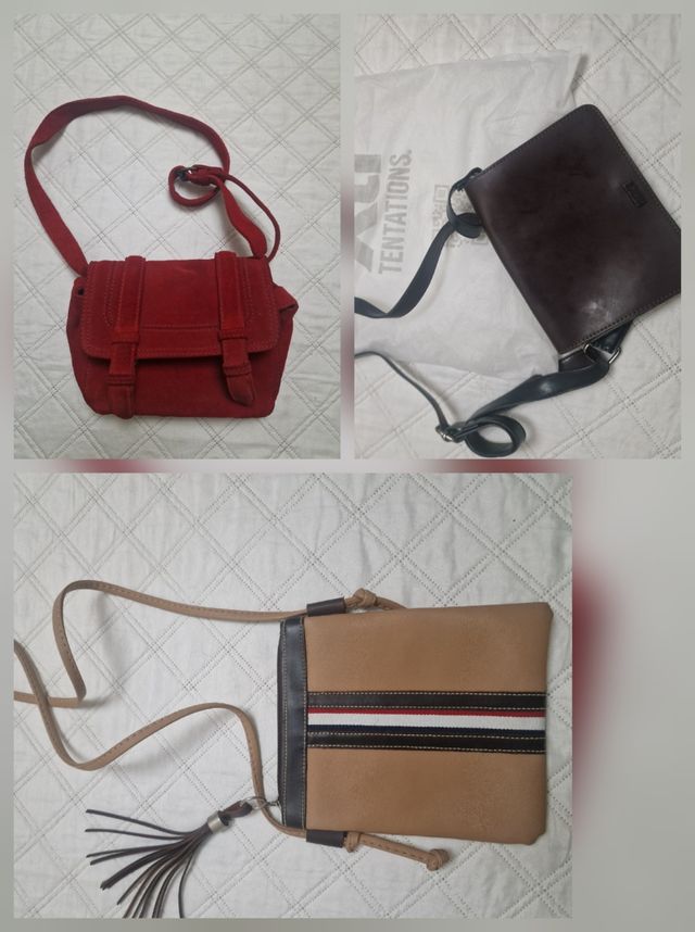 Lote 3 Bolsos Pequeños: Rojo, Marrón