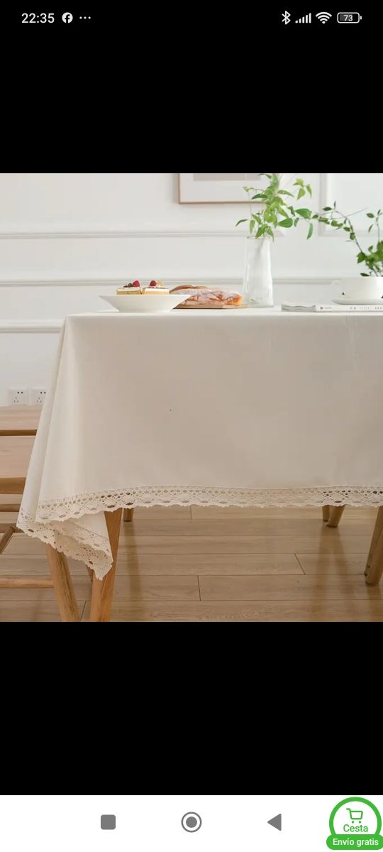 Mantel nuevo beige con ganchillo nuevo