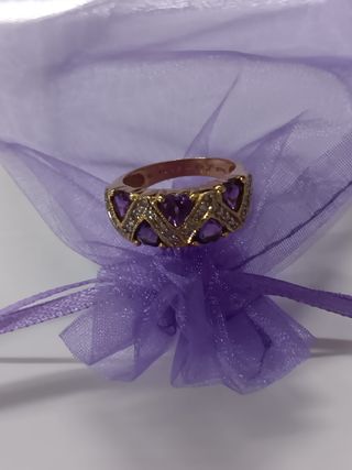 Anillo Oro 18k Amatista y Brillantes