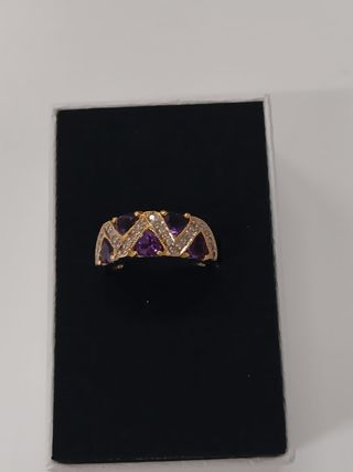 Anillo Oro 18k Amatista y Brillantes